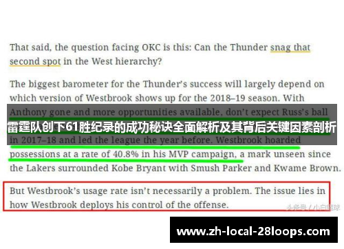 雷霆队创下61胜纪录的成功秘诀全面解析及其背后关键因素剖析 雷霆队创下61胜纪录的成功秘诀全面解析及其背后关键因素剖析