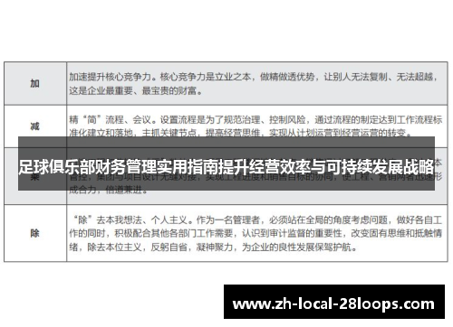 足球俱乐部财务管理实用指南提升经营效率与可持续发展战略